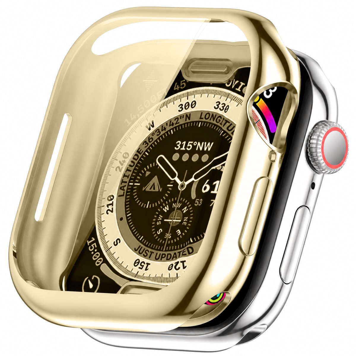 Strap-it Schokabsorberend TPU bescherm hoesje - soft case geschikt voor de Apple Watch series 10 / 11 - maat 42mm (licht goud)