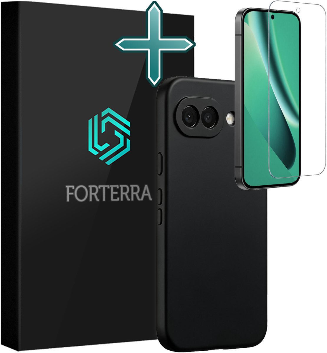 Hoesje Met Screenprotector - Geschikt voor Google Pixel 10a - Sterk & Shockproof - Telefoon Hoes - Back Cover - Siliconen Case - Zwart