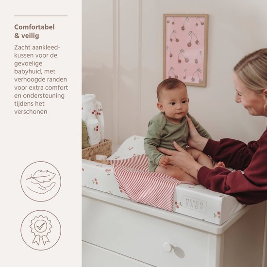 Meyco Baby Cherry aankleedkussen - Natural - 50x70cm — afbeelding 4