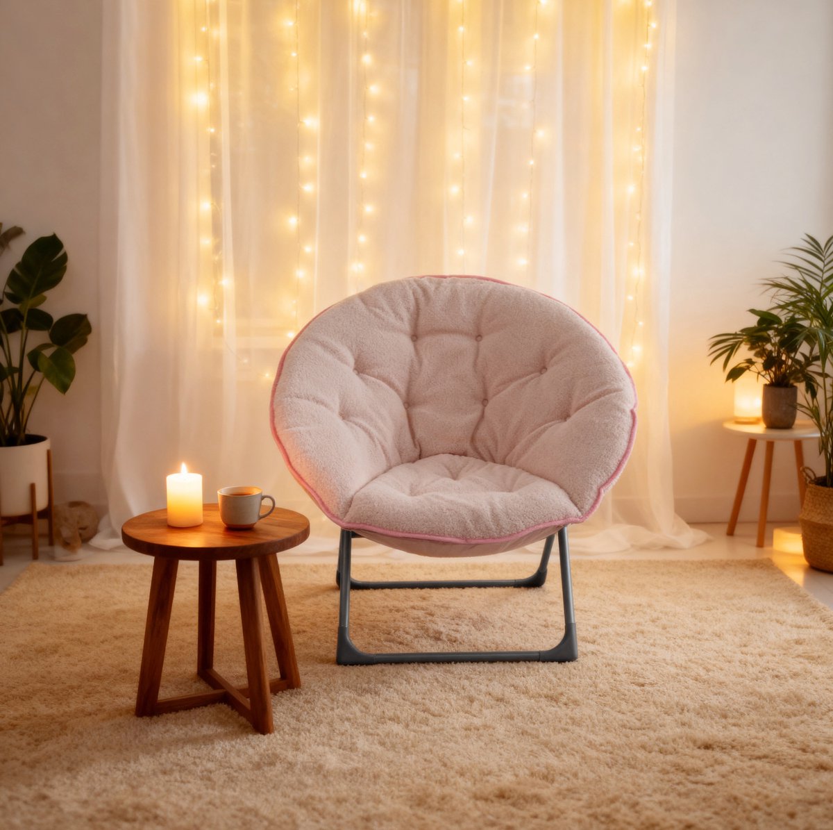 MODENUIT Inklapstoel – Opvouwbaar – 53 x 58 x 85 cm – Stof en Metaal – Roze – Zachte Zitting