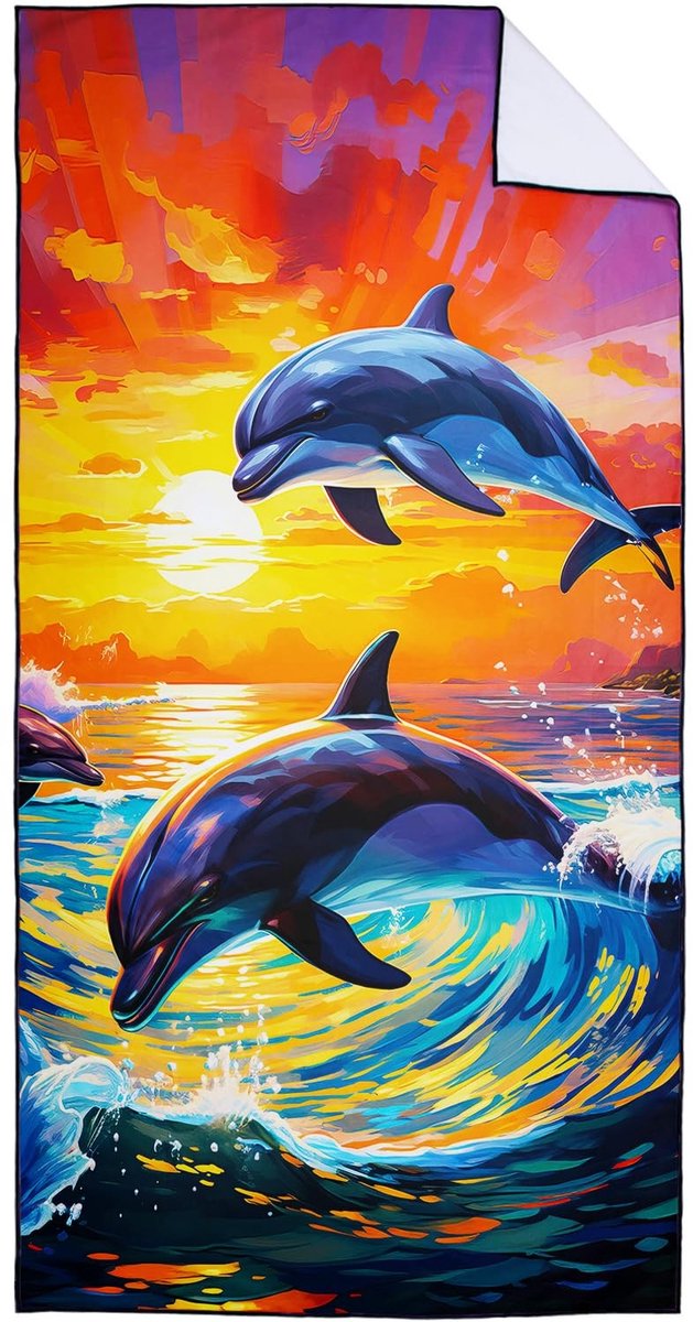 Omgoods - Sneldrogende Strandhanddoek met Dolfijnen 90 x 180 cm