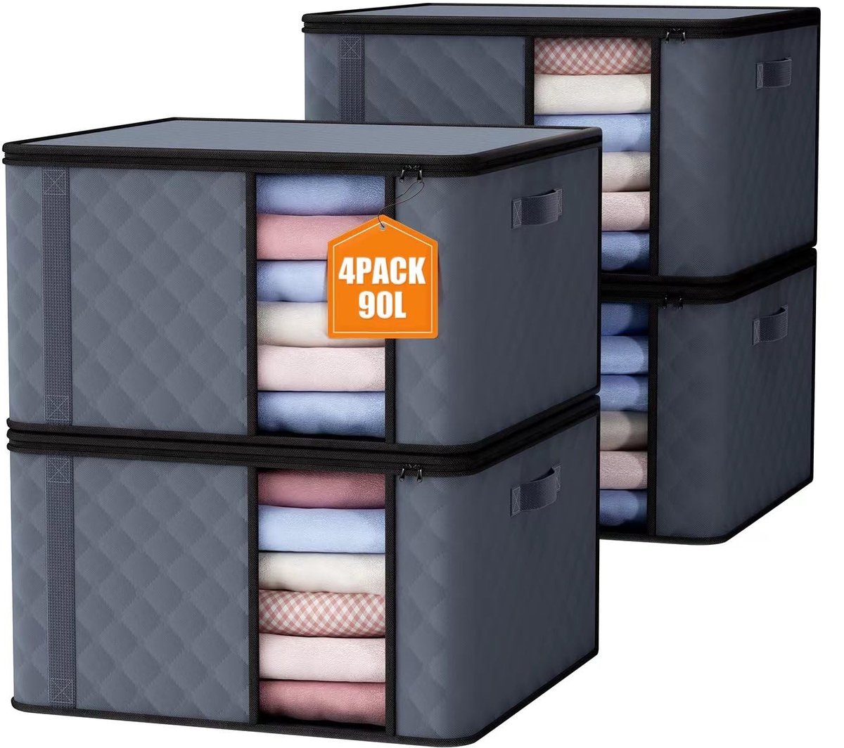 Omgoods - Set van 4 Opbergtassen voor Kleding en Dekens