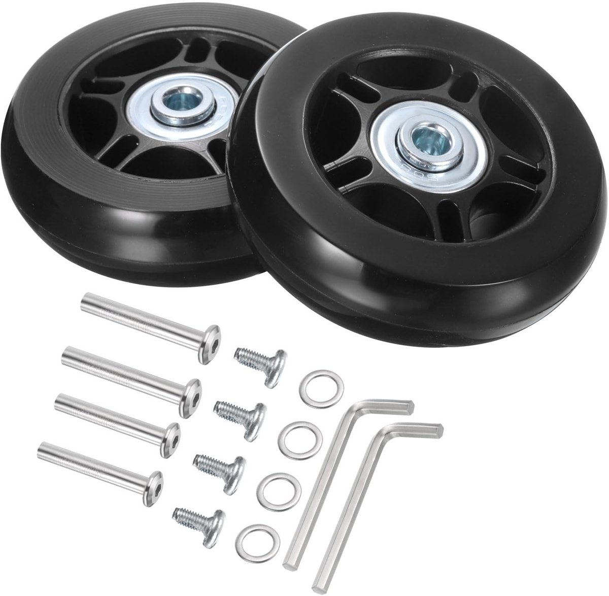 Omgoods - Vervangwielen voor Koffers - Rubberwielen met Lagers 70mm Zwart