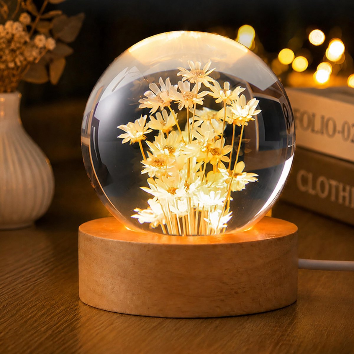 Omgoods- Nachtlampje 6 cm - Kristallen Bollamp - Decoratie voor Slaapkamer - Schokbestendig - Elegant Design - Cadeau voor Vrouwen - Decoratielamp