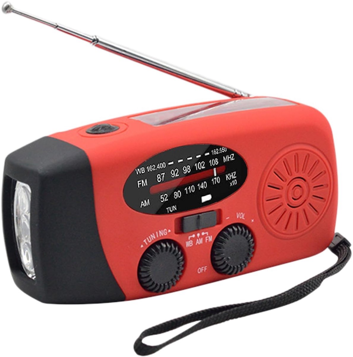 Omgoods - Noodhandslingerradio met LED Zaklamp - Draagbare AM/FM Weerradio en Powerbank