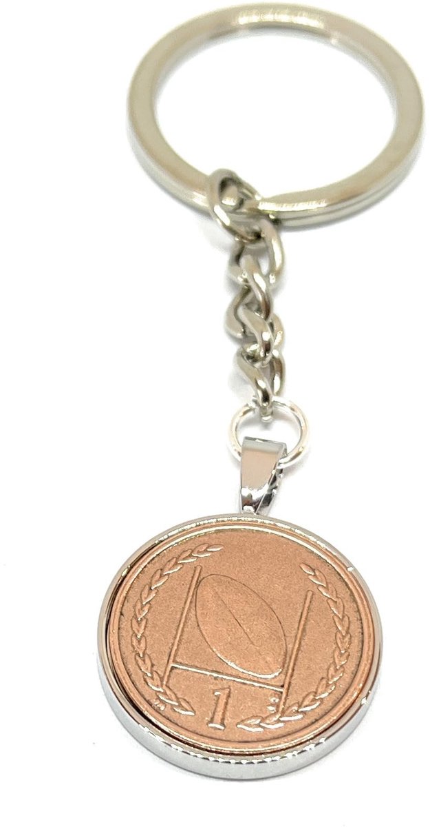 Omgoods - Sleutelhanger met Rugby Munt als Cadeau voor Rugby Spelers