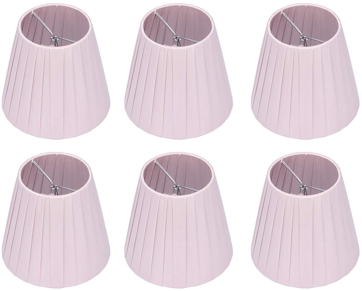 Omgoods - Roze kroonluchter - Lampenkappen set van 6 - Moderne decoratie - Roze - Stoffen lampenkappen - Geschikt voor tafellampen - Wandlampen