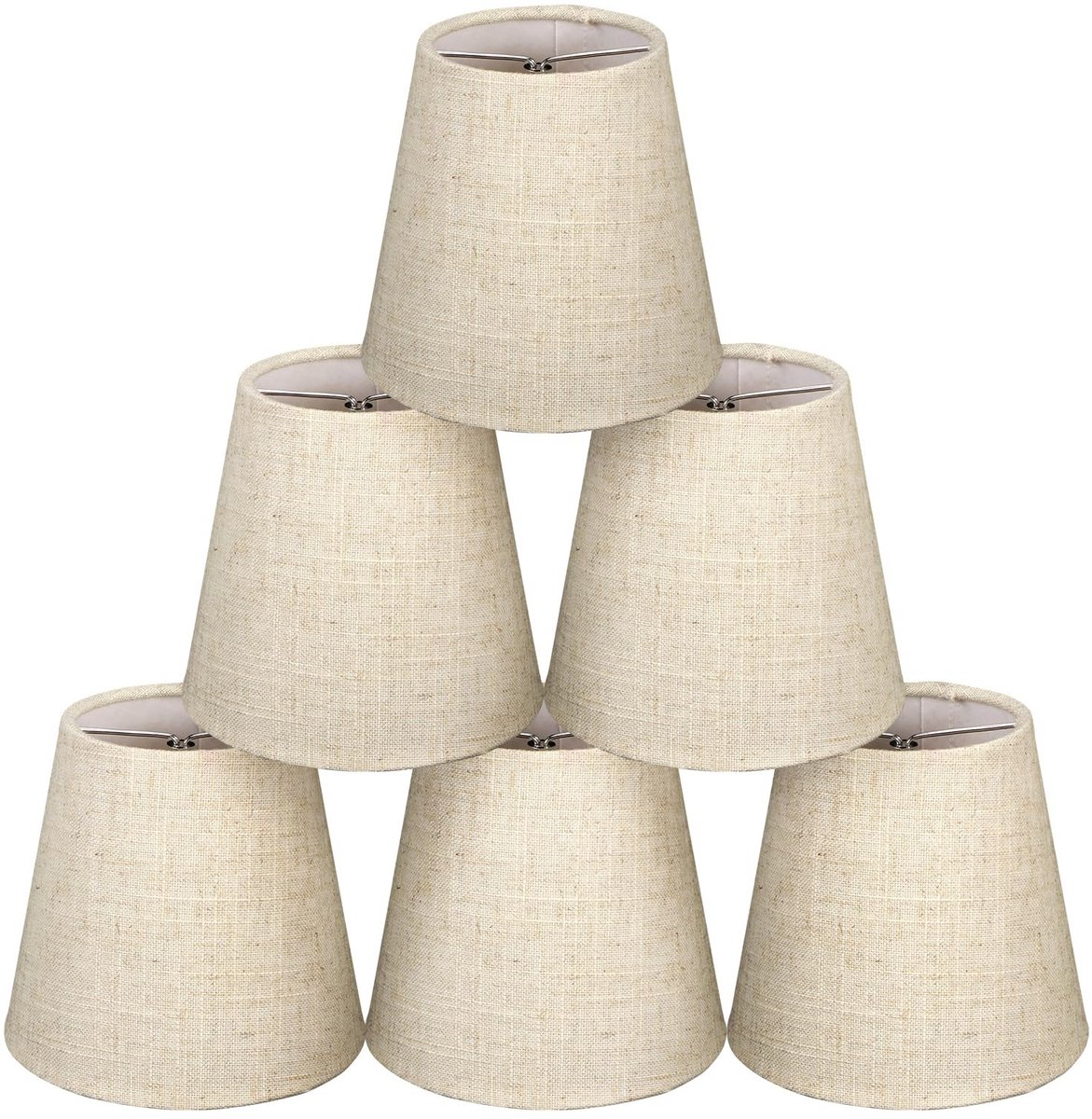 Omgoods - Set van 6 lampenkappen - E14 - Stijlvolle verlichting - Linnen - Geschikt voor tafellamp en wandlamp - Ideaal voor kroonluchters