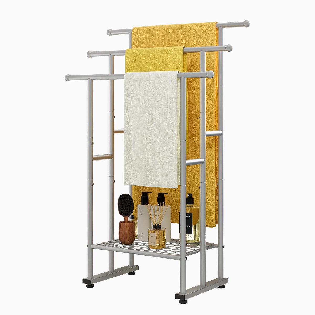 Omgoods - Vrijstaande Handdoekenrek met 3 Rails - Industrieel Stijl Towel Ladder