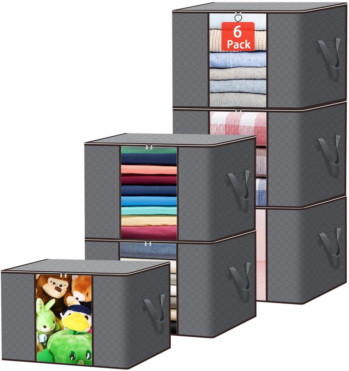 Omgoods - Set van 6 Opbergdozen voor Onderbed met Deksel