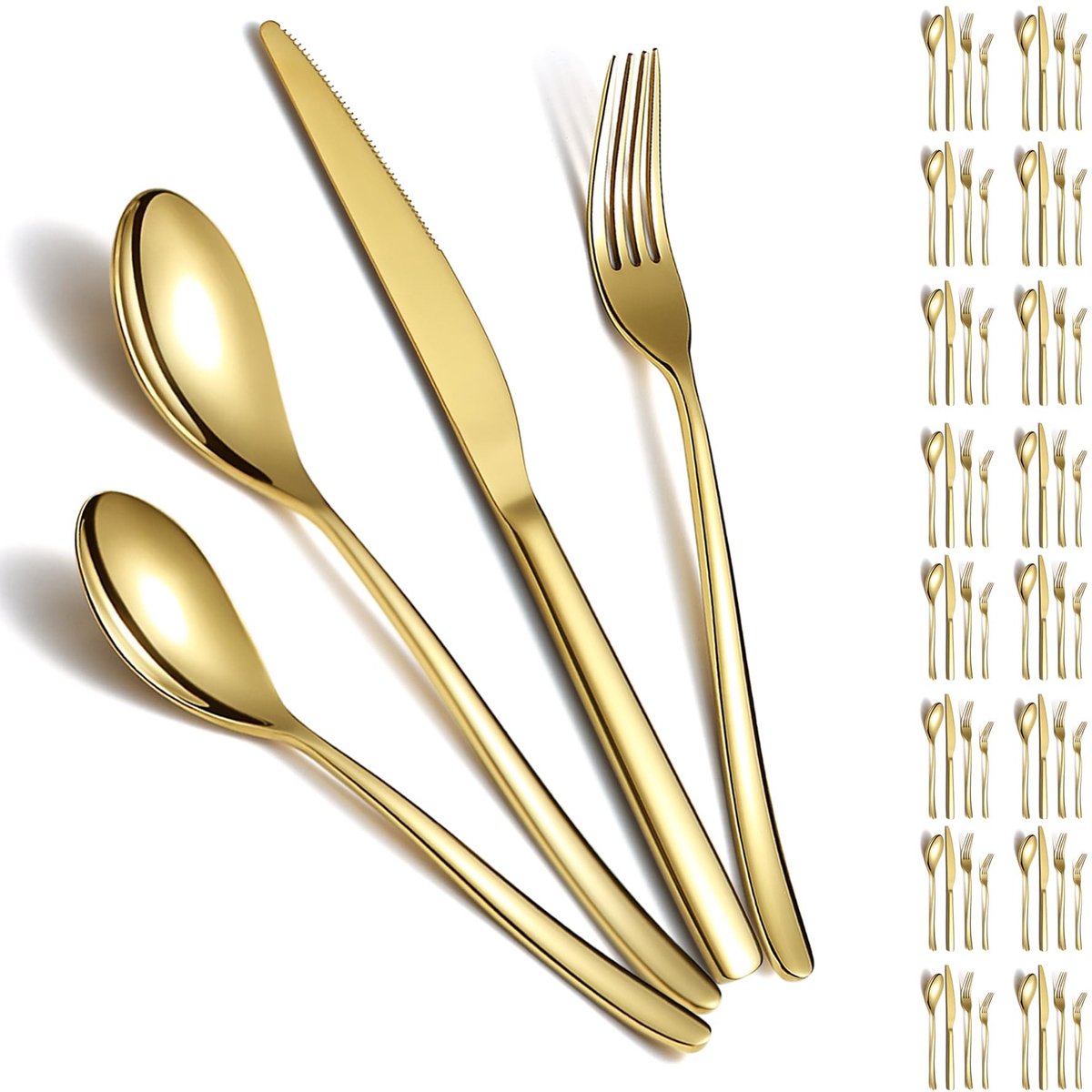 Omgoods - Gouden Bestekset van Roestvrij Staal voor 12 Personen