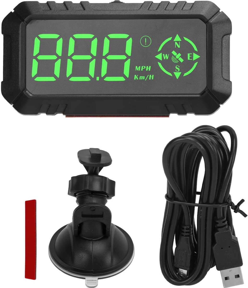 Omgoods- Snelheidsmeter HUD 3 Inch - GPS Snelheidsmeter - Snelheidsalarm - Vermoeidheid Rijden Herinnering - Montagebeugel - Ondersteuning KM/H/MPH