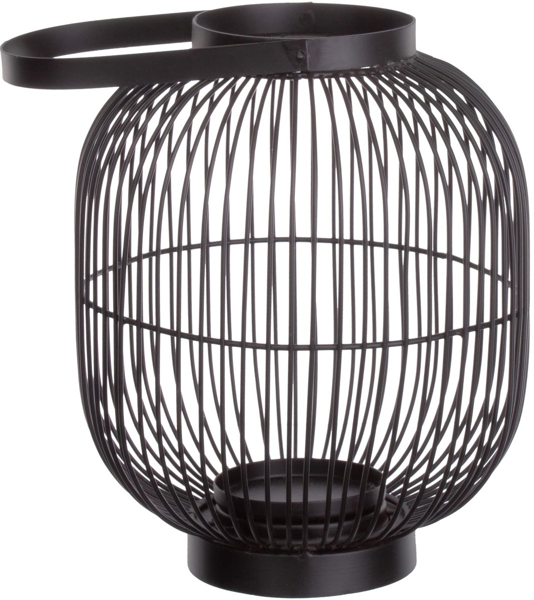 Omgoods - Metalen Windlicht met Houten Handvat Ø 22 cm