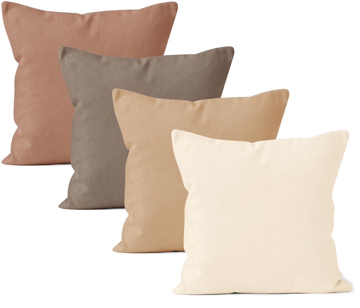 Omgoods - Set van 4 Katoenen Kussenhoezen 45 x 45 cm Beige