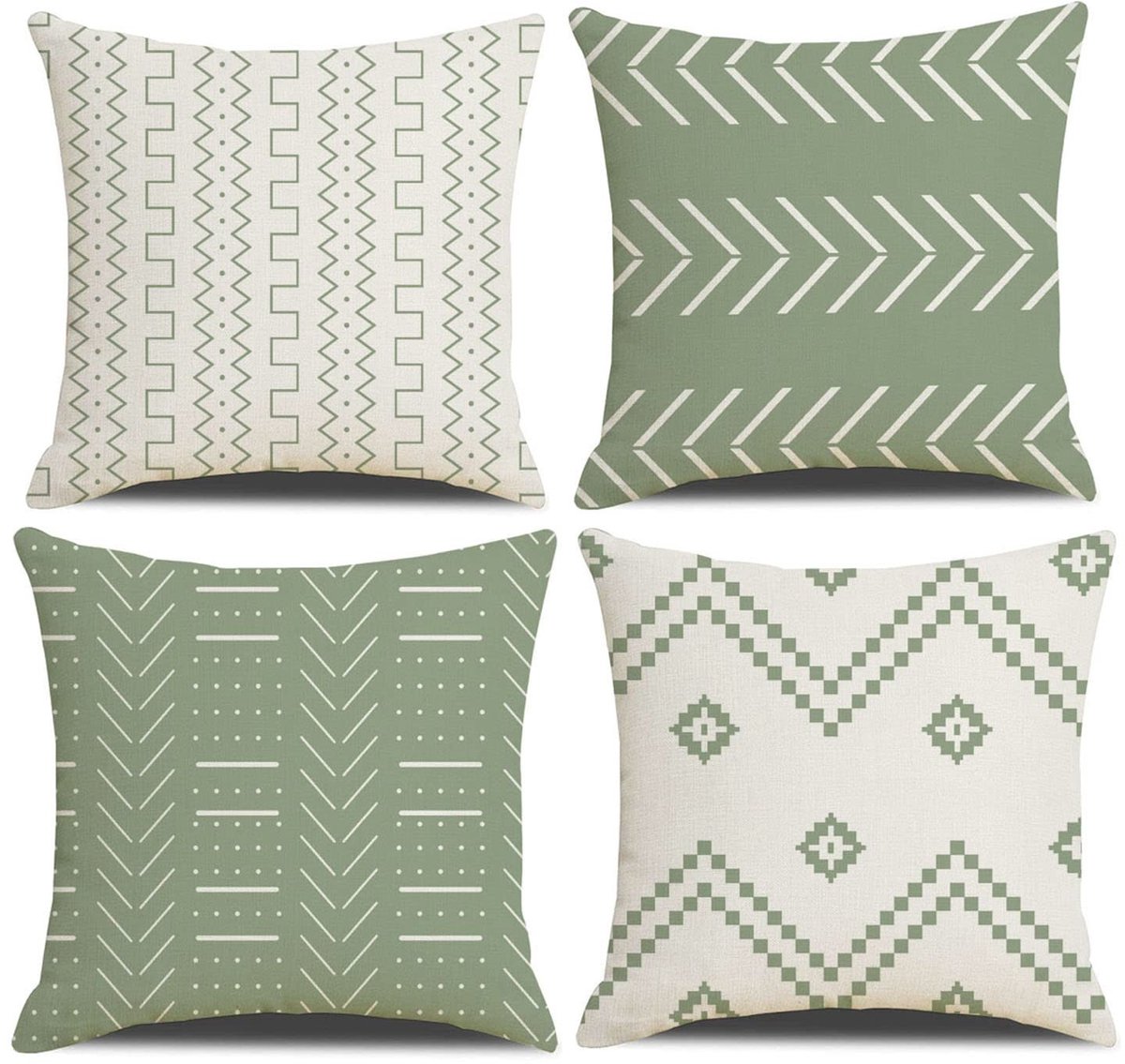 Omgoods - Set van 4 Boho Kussenhoezen 40 x 40 cm met Geometrische Patronen