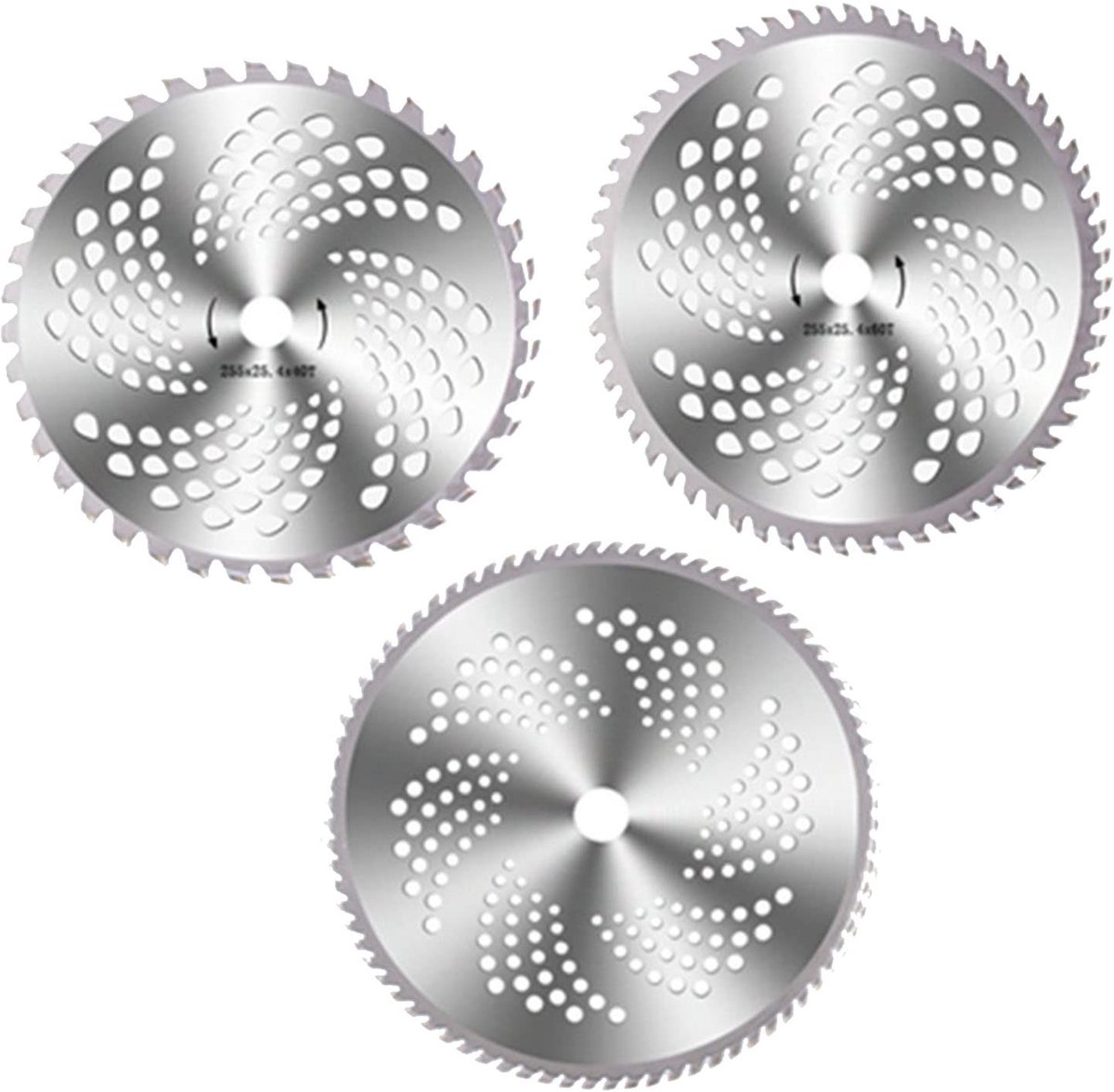 Omgoods- Grasmaaier Zaagblad Set 3 Stuks - Gelegeerd Staal - 40/60/80 Tanden - Vervangingsbladen - Geschikt voor Bosmaaier - Hoogwaardige Kwaliteit