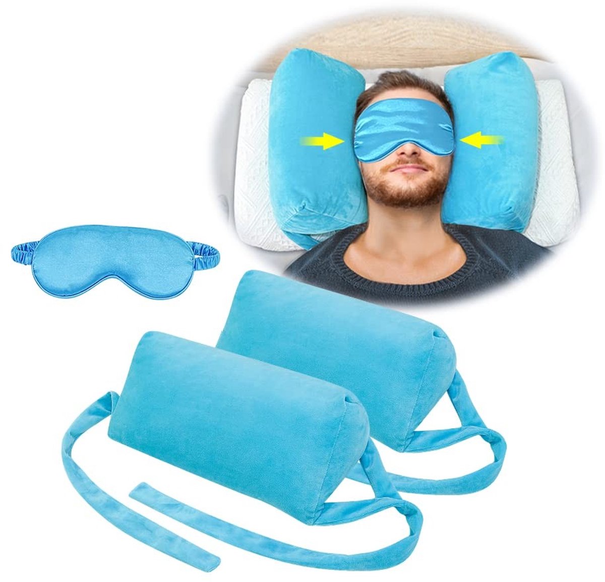 Omgoods - Nekstabilisator Kussen voor Rugslapers - Orthopedisch Hoofdkussen Blauw
