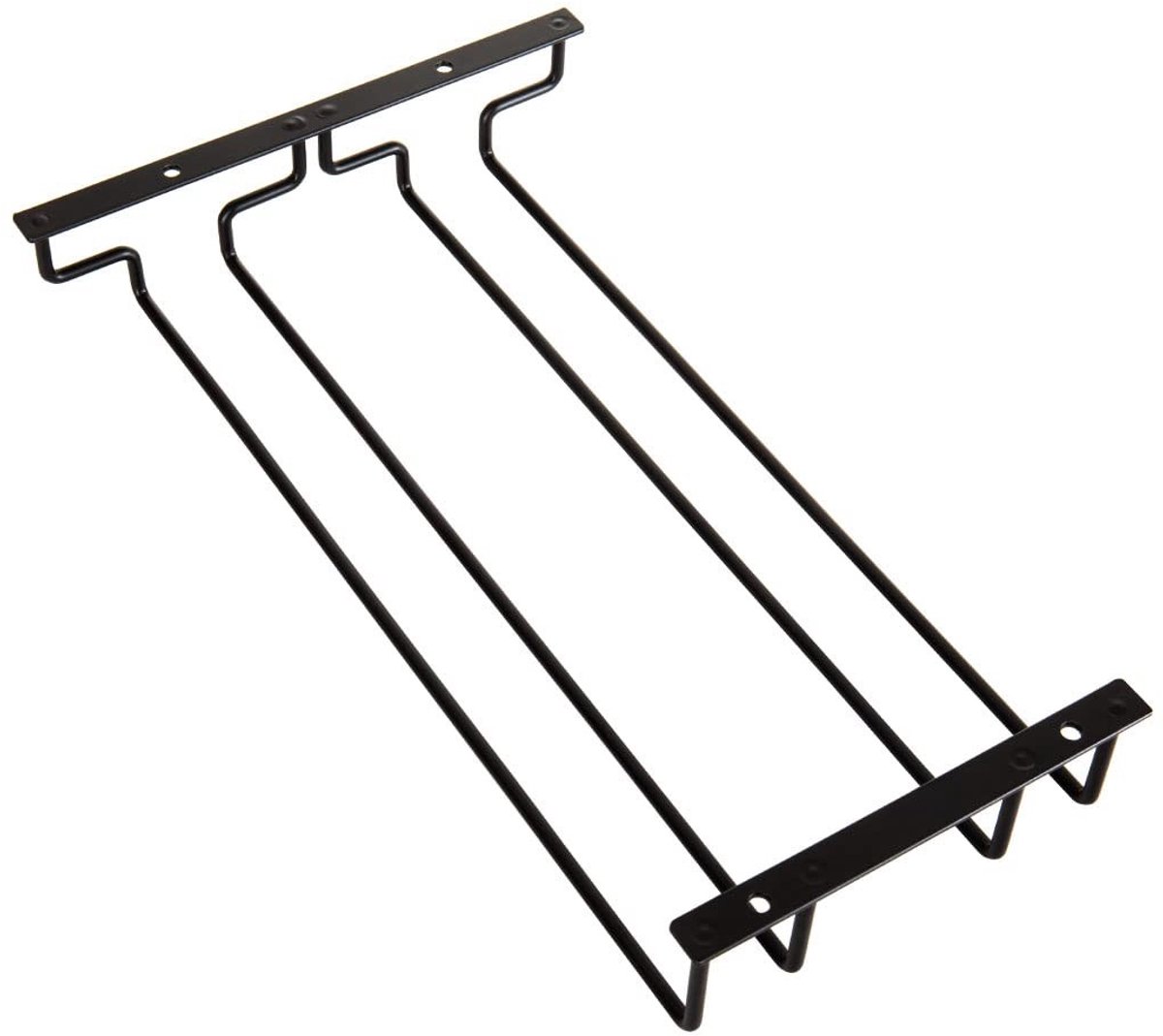 Omgoods- Wijnglas Rek Onder Kast - Zwart - Hangend Glazenrek - 2 Rijen - Decoratief - 35,5 cm - Functioneel