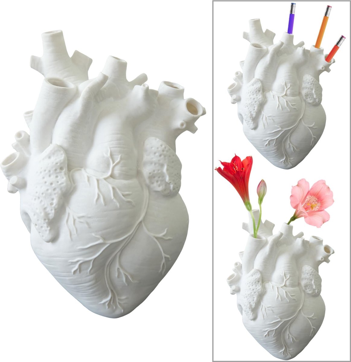 Omgoods - Anatomisch Hart Vaas van Hars - Decoratieve Vaas voor Bloemarrangementen en Geschenken