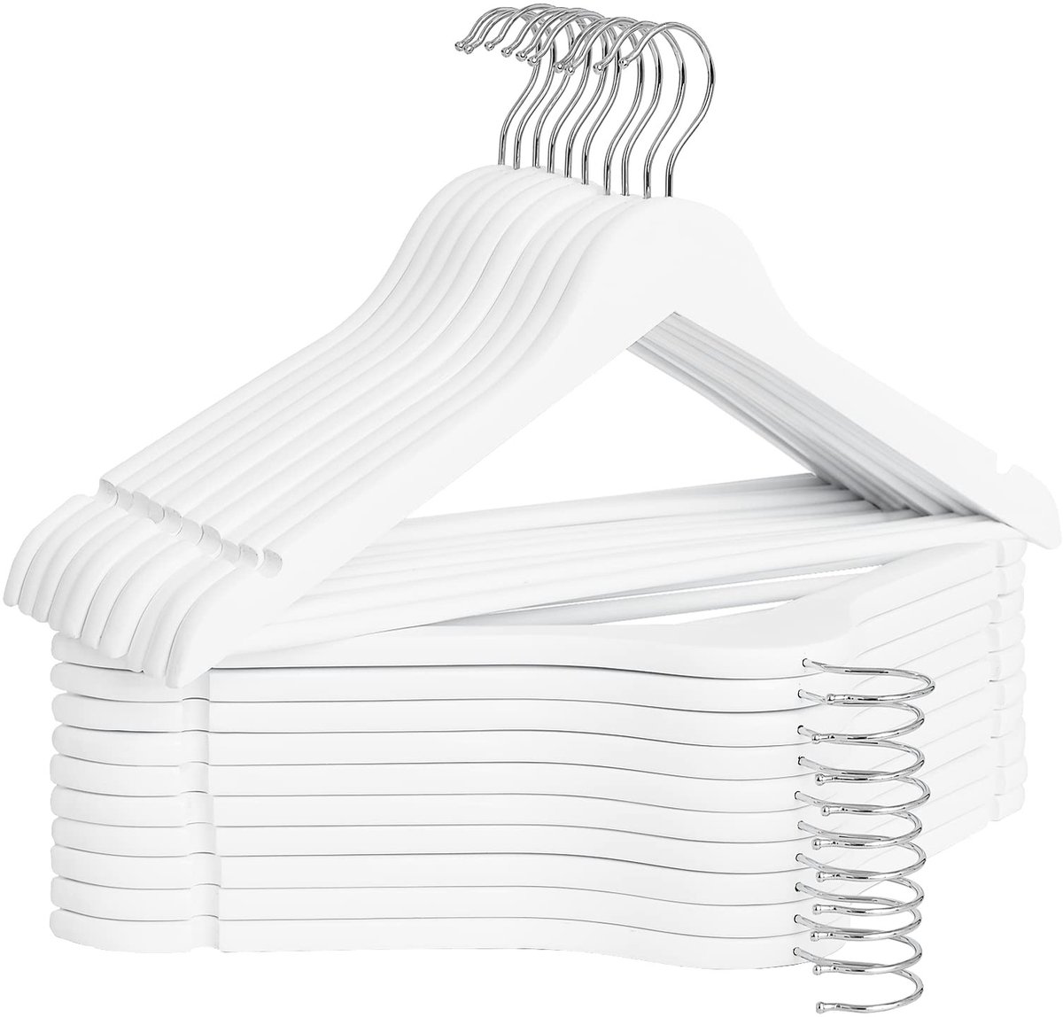 Omgoods - Set van 20 Witte Houten Hangers voor Kleding