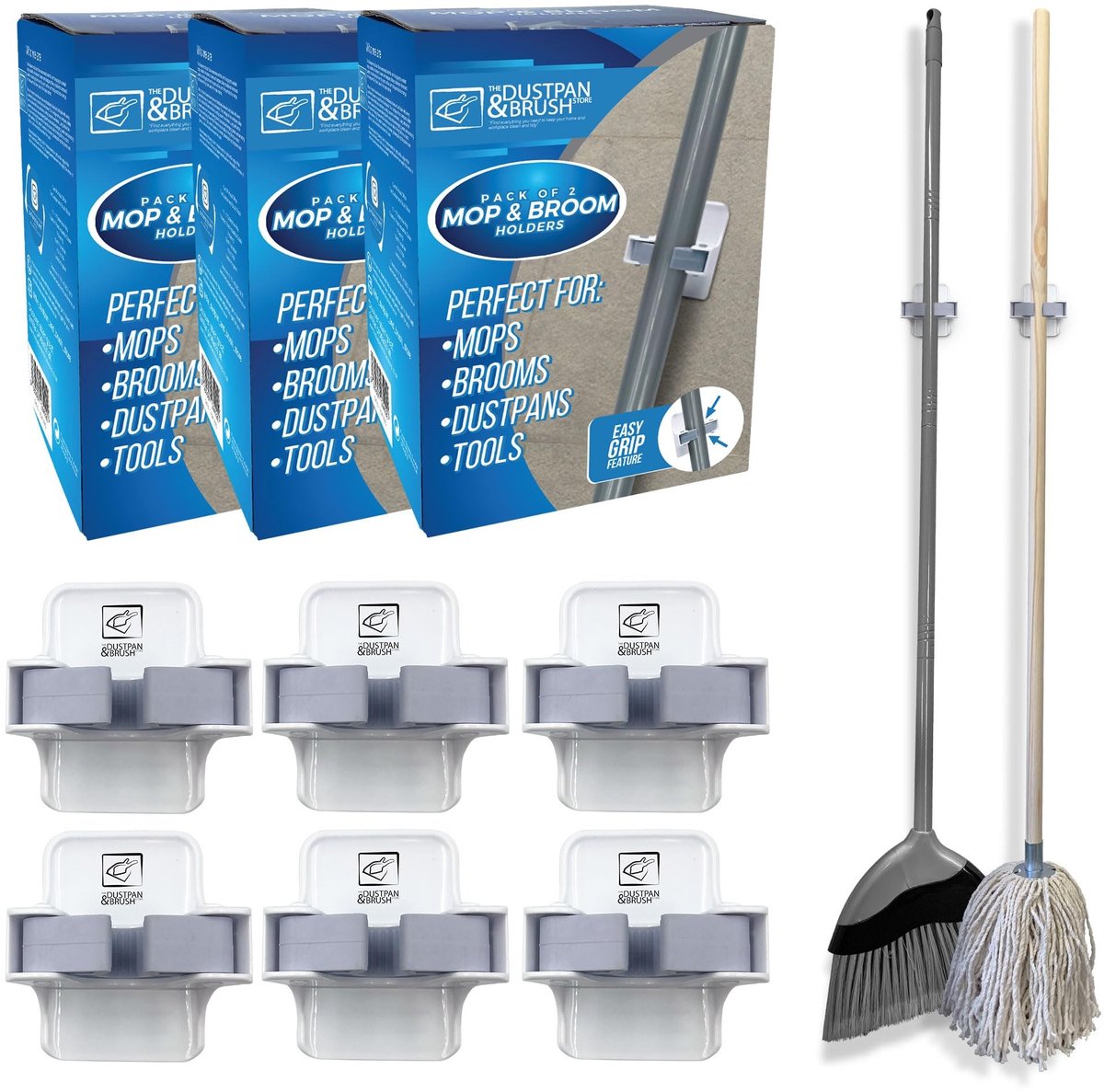 Omgoods - Zelfklevende Mop en Bezem Houder Set van 6