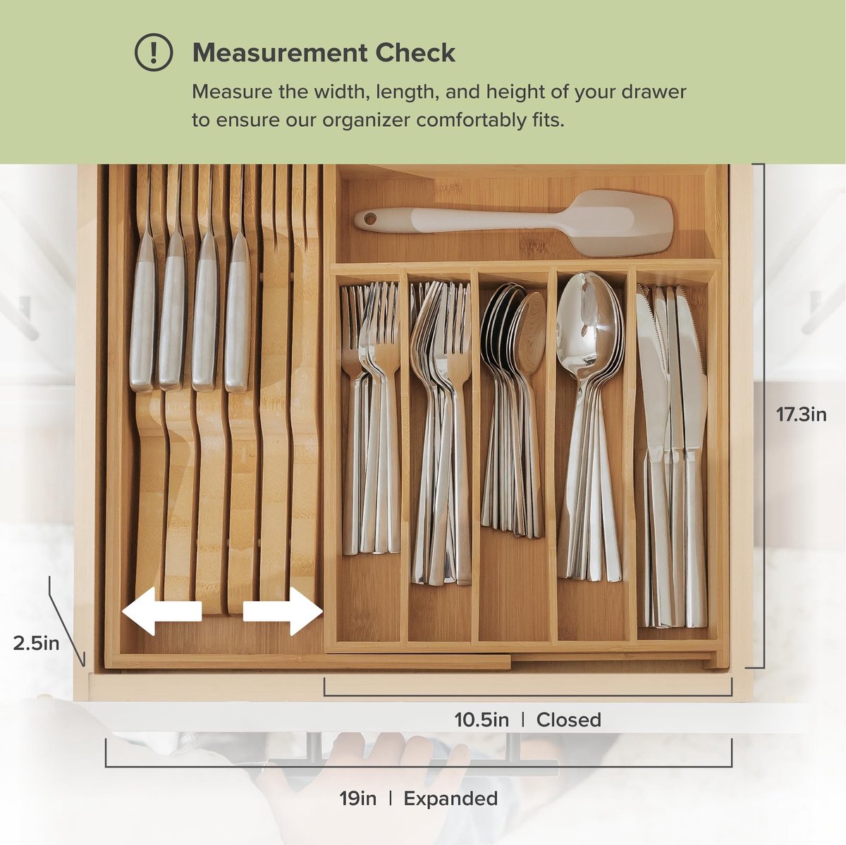 Omgoods - Bamboo Organizer voor Bestek en Keukengerei met 8 Compartimenten