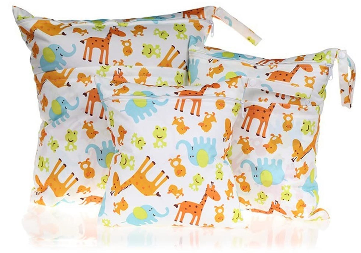 Omgoods - Set van 3 Waterdichte Baby Wetbags met Cartoon Dierenprint