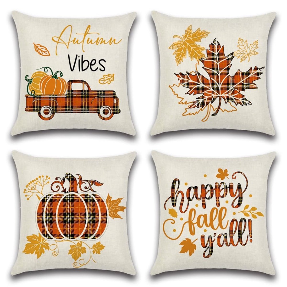 Omgoods - Set van 4 Kussenhoezen 50x50cm met Natuurthema