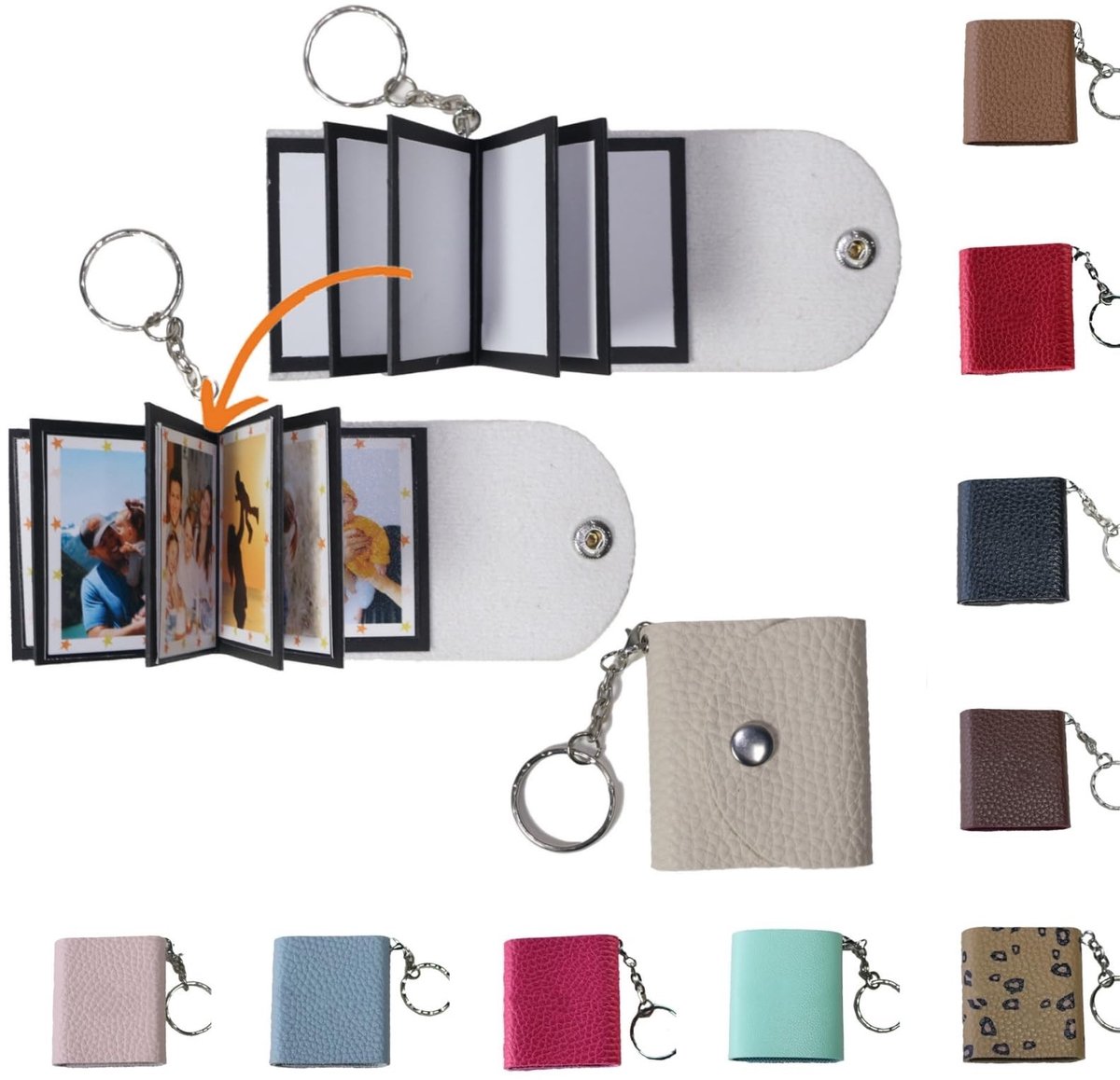 Omgoods - Mini Foto Album met Sleutelhanger, DIY Leer, Persoonlijk Cadeau