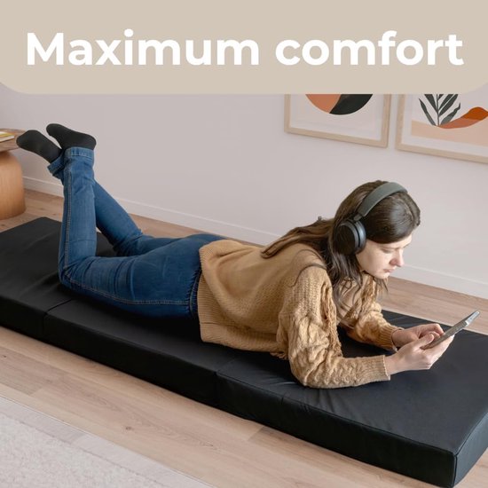 Vouwmatras - Opvouwbaar matras - Kamperen en reizen - Waterdichte bescherming - 200 x 80 cm - Zwart — afbeelding 3