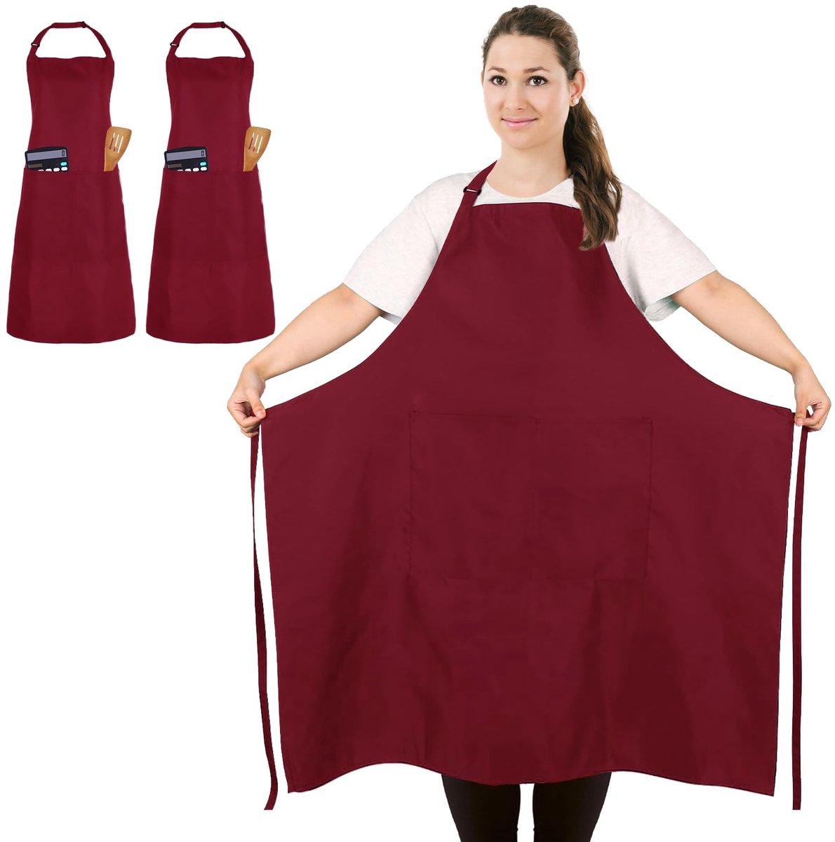 Omgoods - 2 Grote Kookschorten Rood Unisex met 2 Vakken voor Koken en