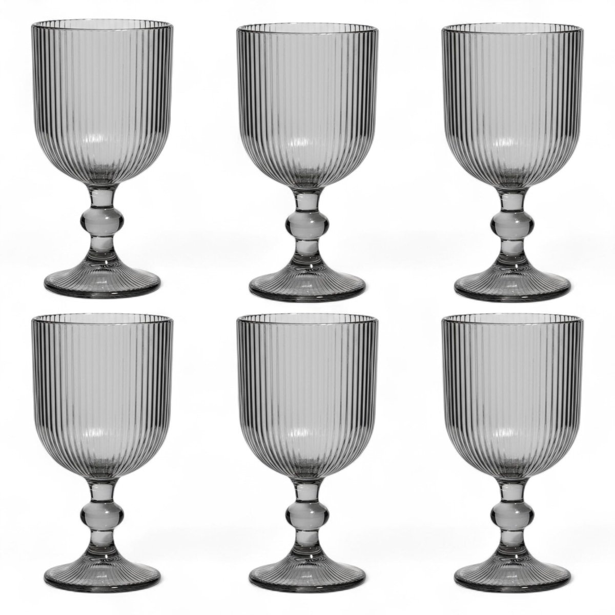 Omgoods - Set van 6 Ribbelvormige Drinkglazen en Wijnglazen