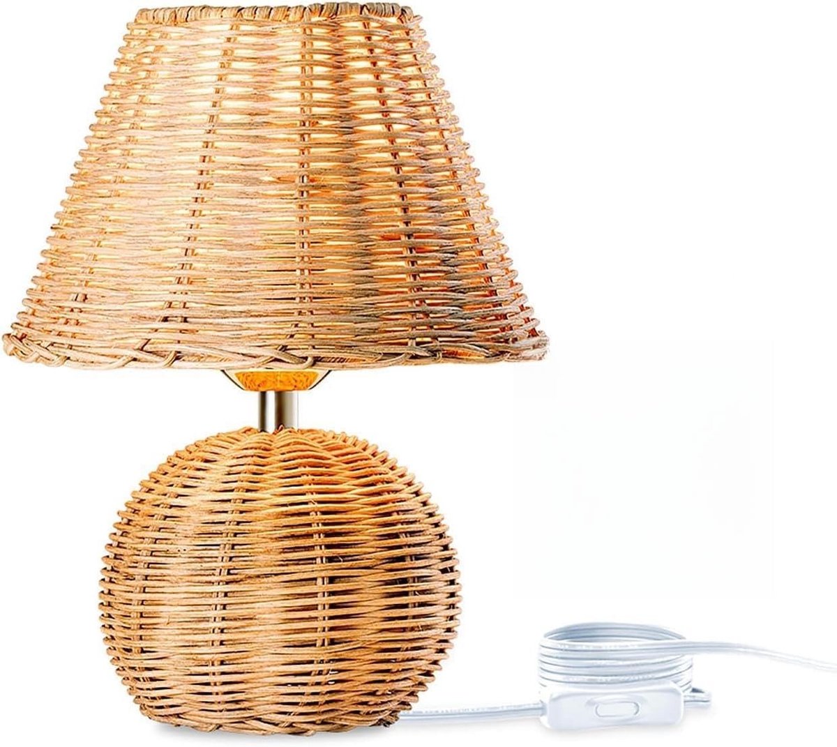 Omgoods - Bamboe Tafel Lamp Vintage E27 - Handgemaakt met Stekker