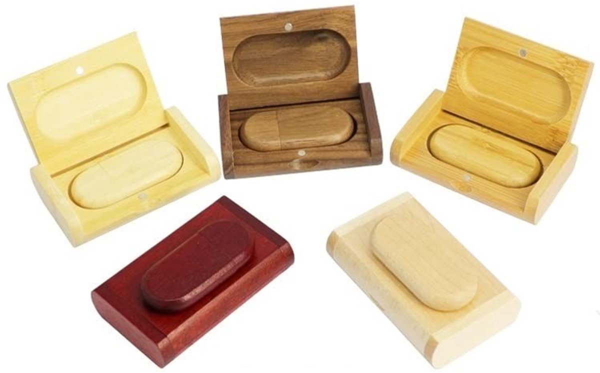 Omgoods - Houten USB Stick 64GB met Cadeaubox voor Foto's en Data