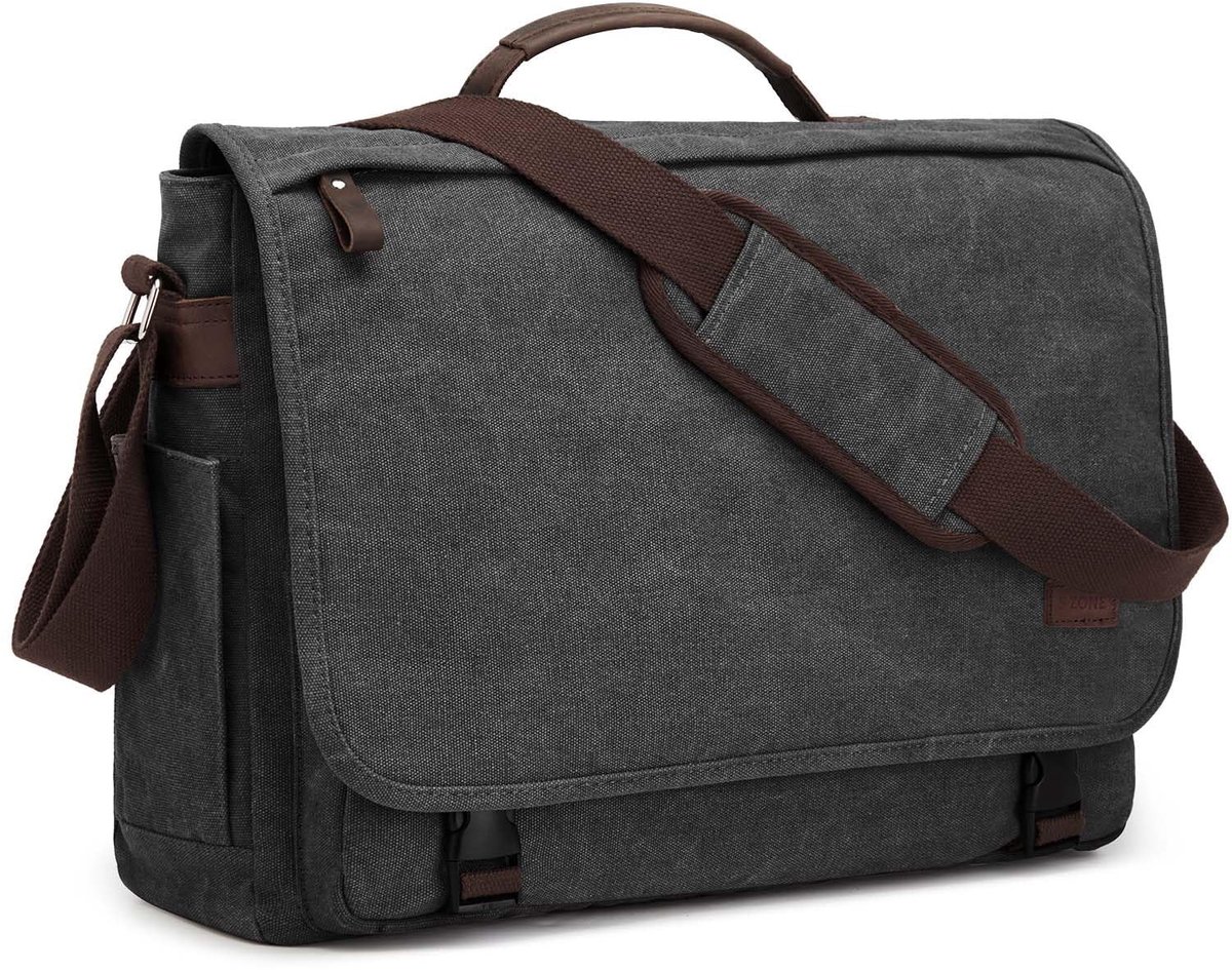 Omgoods - Grote Canvas Schoudertas voor Laptops tot 17.3 Inch