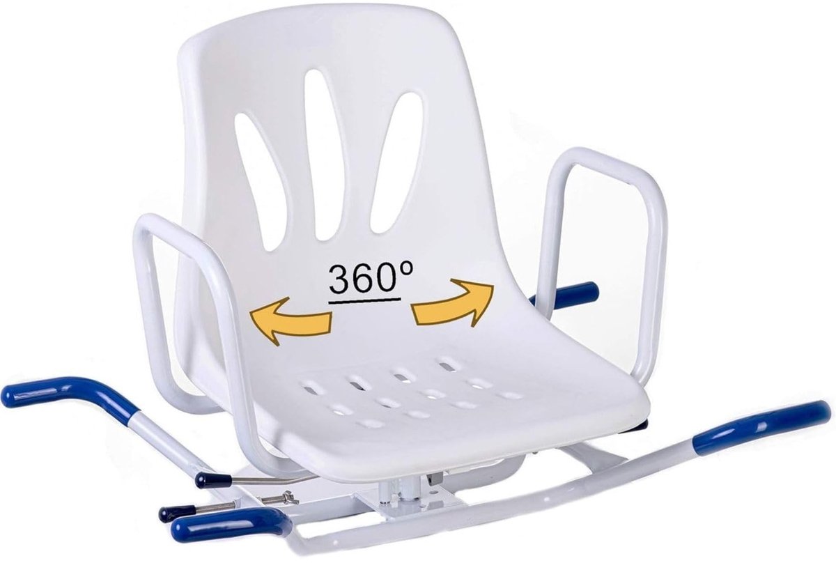 SnelShoppen - Draaibare Badkuipstoel 360º voor Senioren en Gehandicapten - Orthopedische Badstoel met Rugleuning en Armleuningen - Ideaal voor Badkame