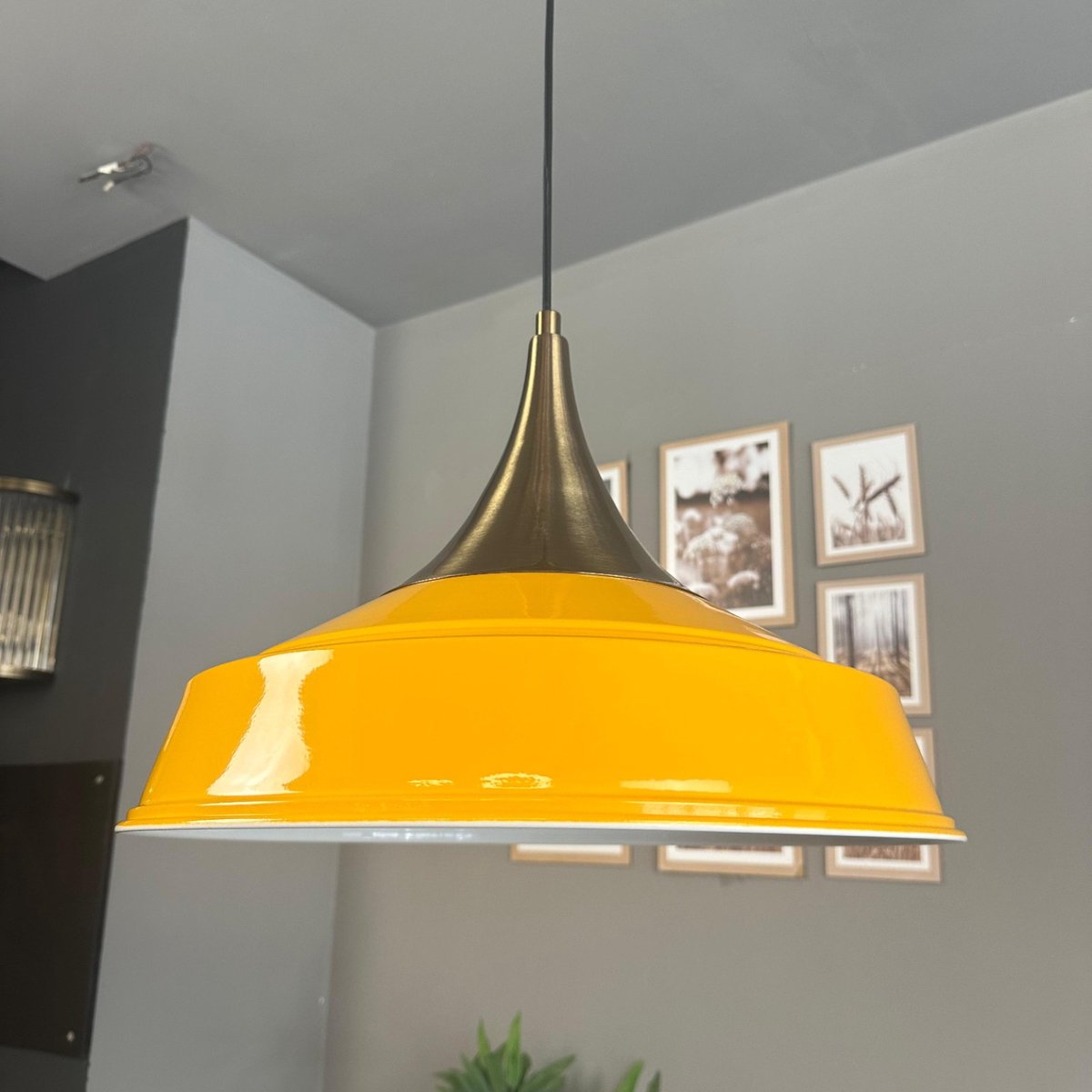 Bamyum Asletl hanglamp, industriële Modern stijl, Ø41 cm, geel metalen lamp