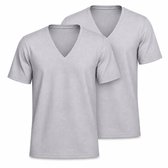 RELAKZ T-shirt Bambou Coton Col V Profond Extra Long Gris Chiné XXL - Lot de 2