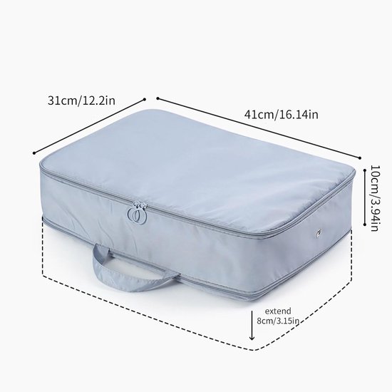 Koffer Organizer - Opbergtas - Bagage Ordenen - Dubbele Rits Compressie - 20 Liters - Effene Kleur van KoffeR — afbeelding 3