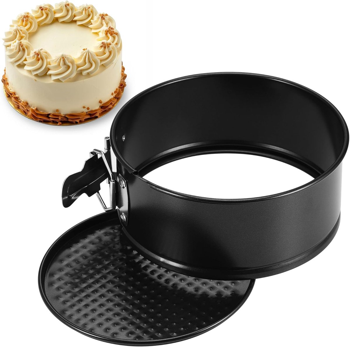SnelShoppen - Ronde Springvorm Pan 16 cm - Kleine Bakvorm met Anti-aanbaklaag - Ideaal voor Taarten, Gebak en Meer - Zwart - Voor Bakplezier in de Keu