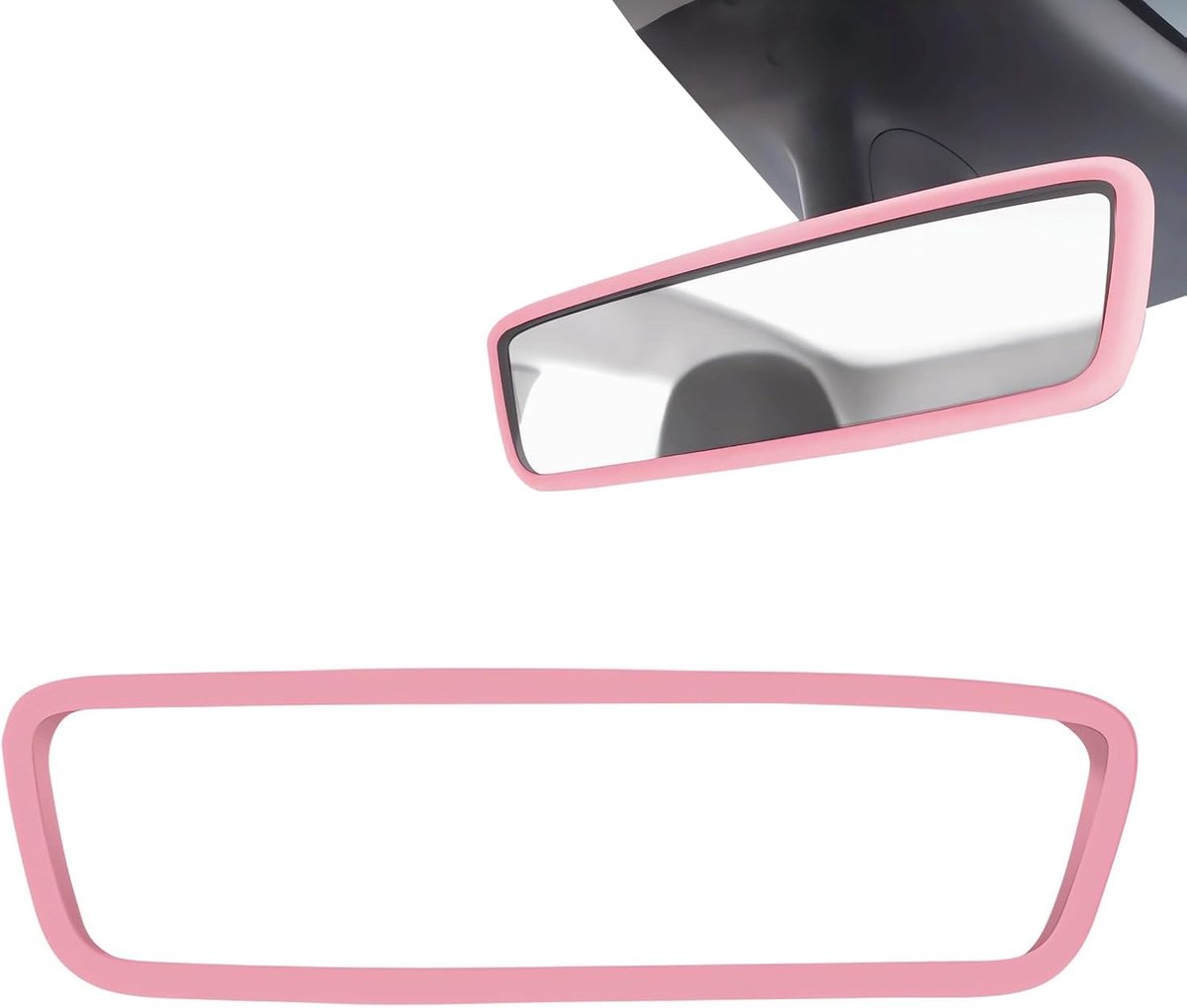 SnelShoppen - 1 Stuk Auto Achteruitkijkspiegel Bescherming, Silicone Auto Accessoires, Interieur Spiegelframe, Roze, Duurzaam en Slijtvast