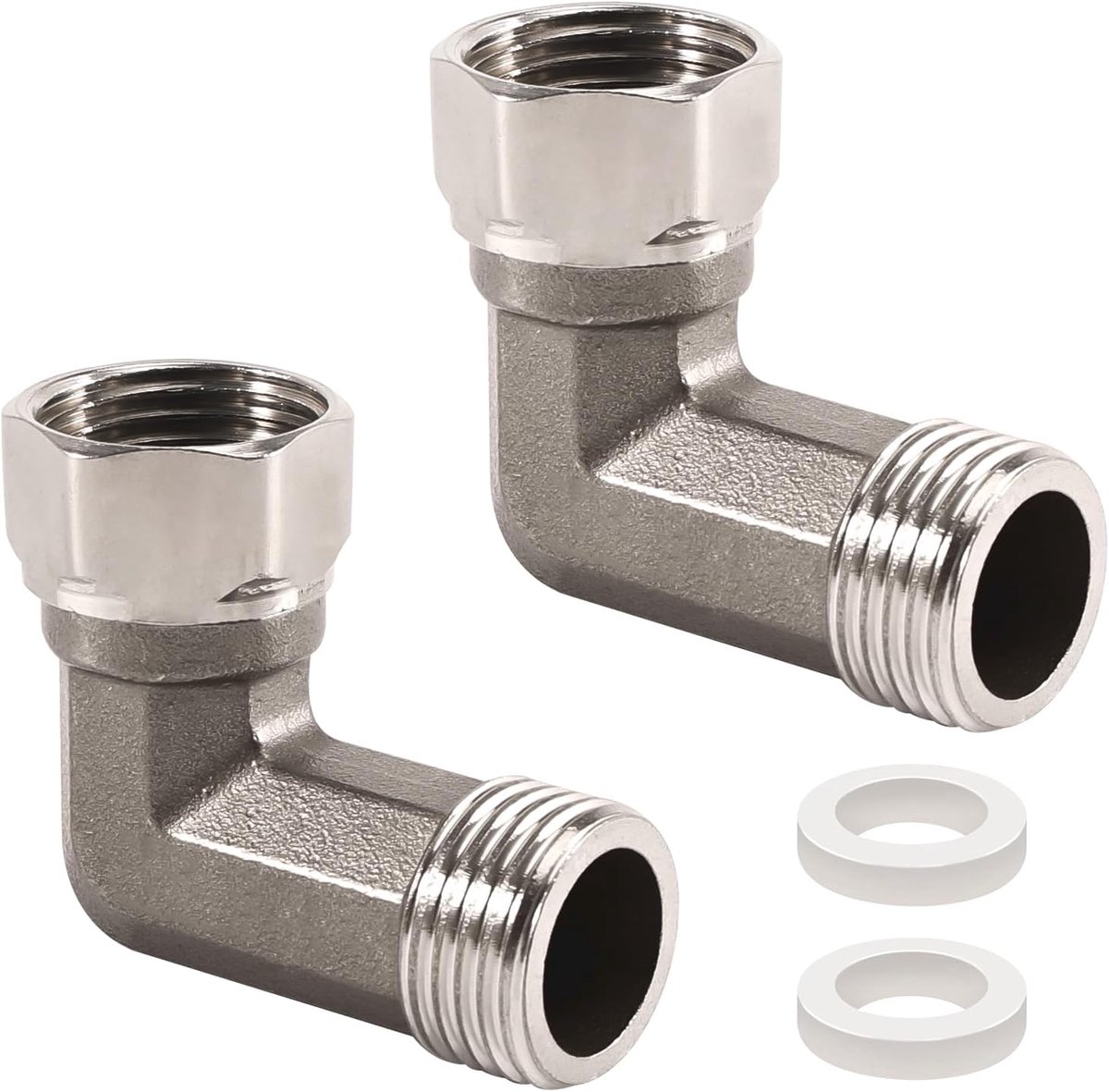 2pcs Stainless Steel Movable Screw Connection 1/2 inch, 304 Stainless Steel Angle 90°, 1/2" AG X 1/2" IG Screw - ShopVlot