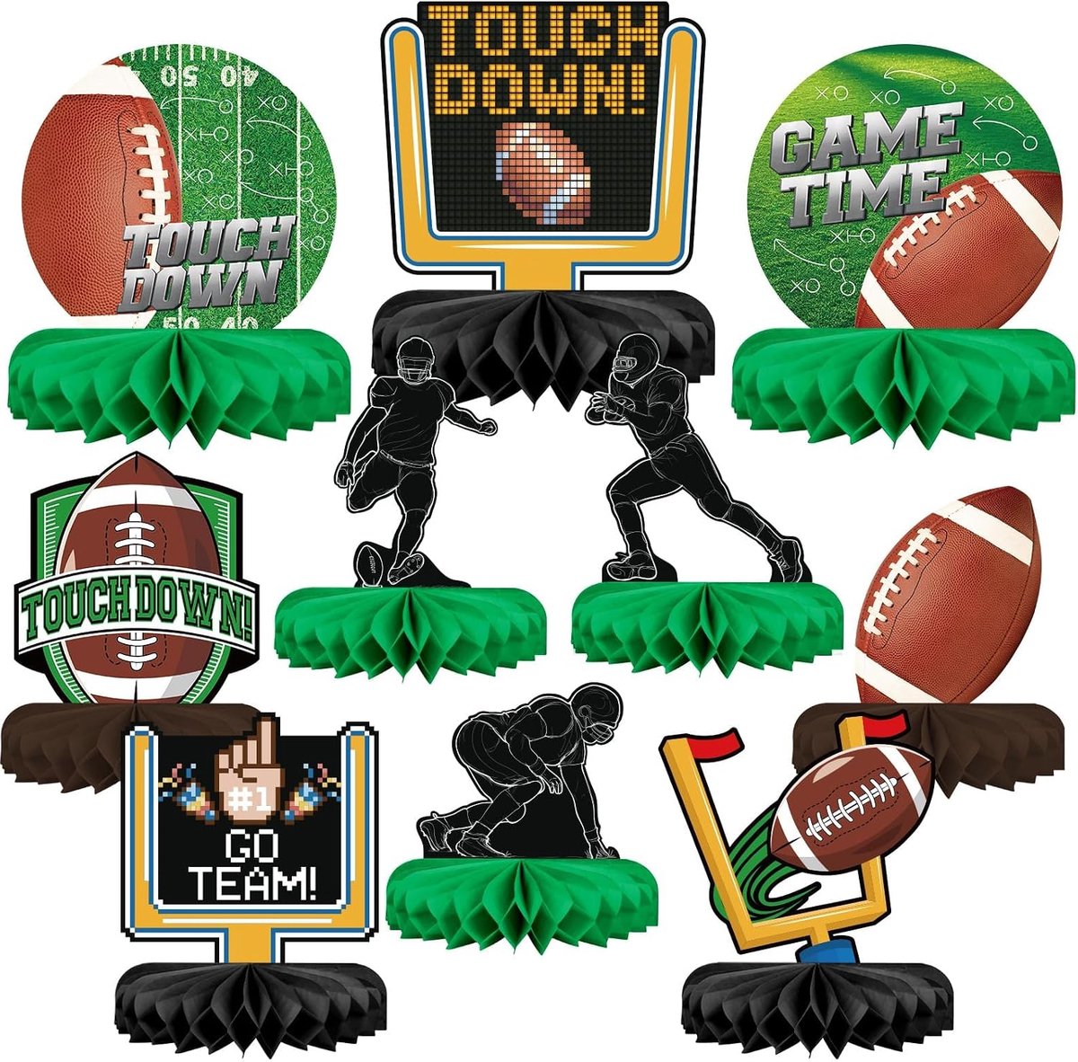 Rugby Football Party Decorations Honeycomb Tablepieces, 10PCS Super Bowl Party Table Topper Plates Football Sports - ShopVlot