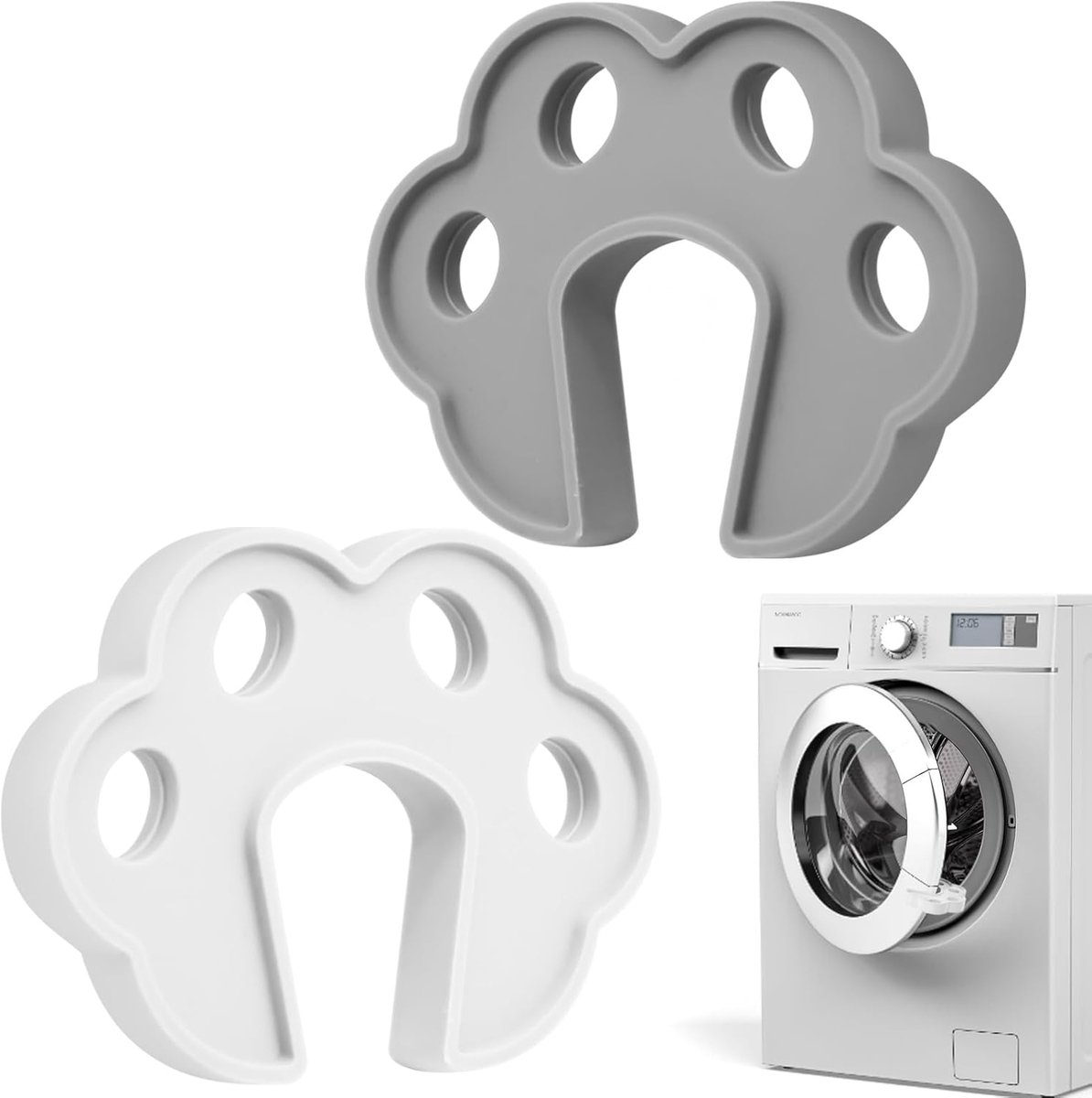 SnelShoppen - Wasmachine Deur Steun Grijs en Wit - Voor Frontloading Wasmachines - Premium Rubber - Duurzaam en Herbruikbaar - Ondersteuningshulpmidde