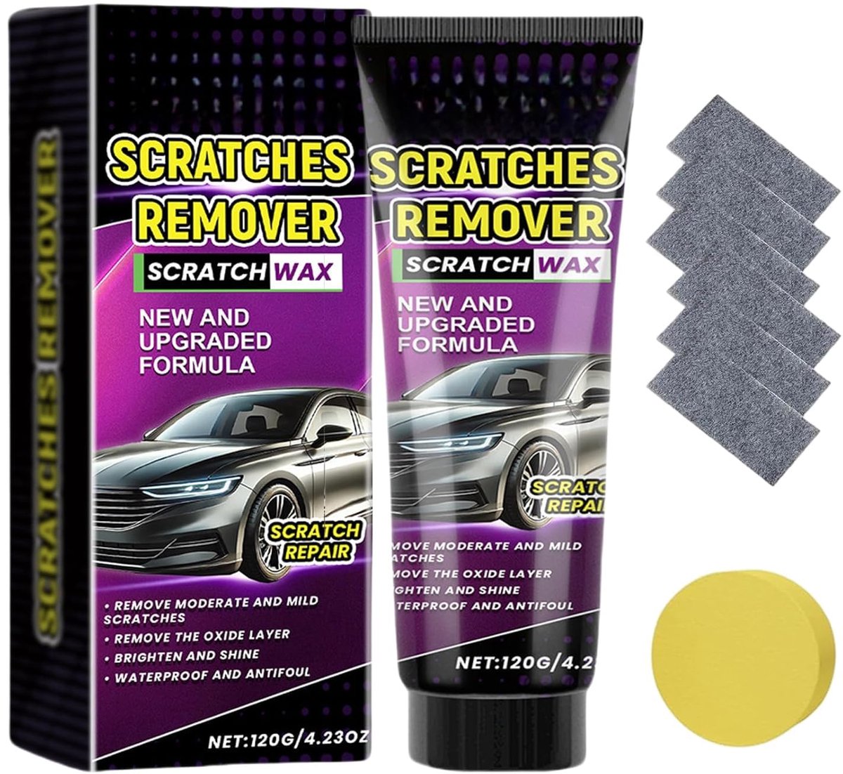 2026 New Nano Cloth Remover, 120g Car Scratch Repair Kit, Nano Cloth for Car Scratches, Paste Polishing Wax, Car Paint - ShopVlot