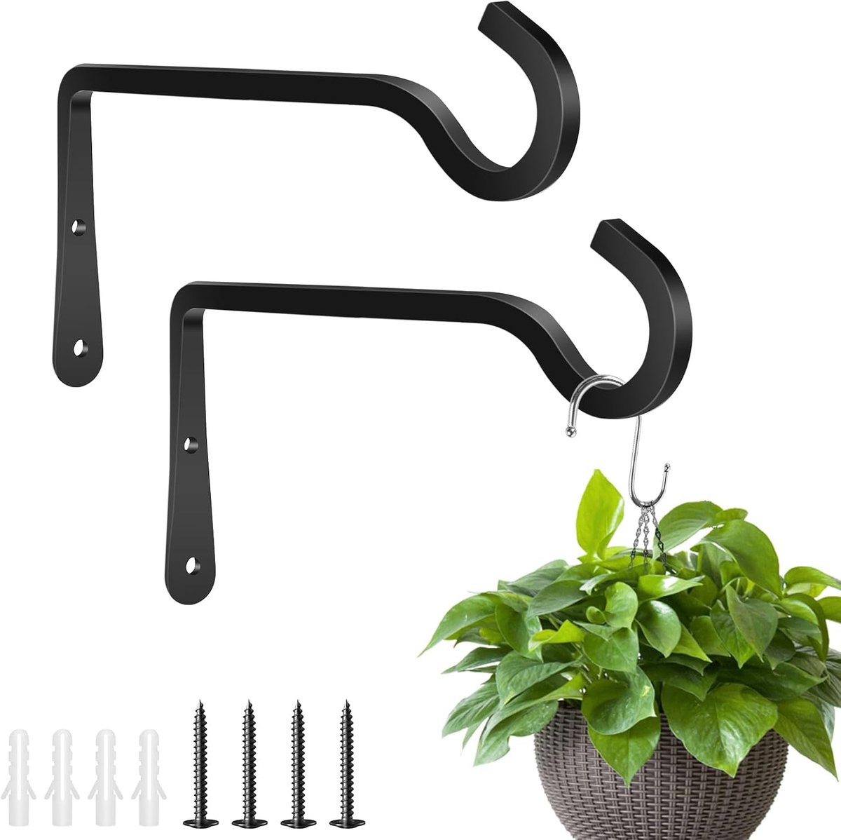 Hangende plantenhouders 2pcs 6" - Gietijzer - Sterk en stabiel - Ideaal voor binnen en buiten - SnelShoppen