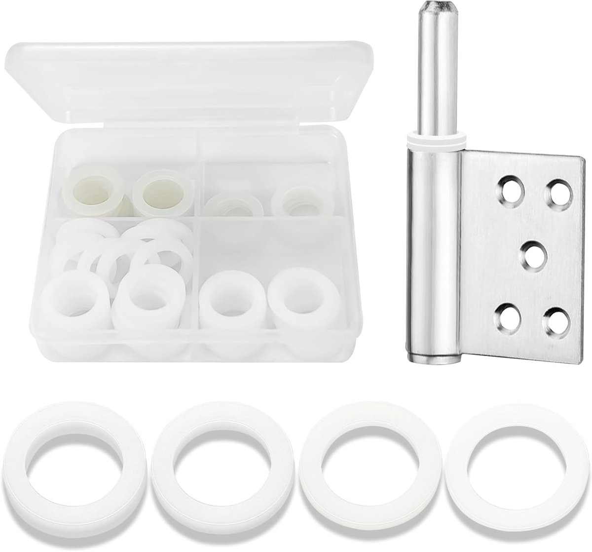 80pcs Washers Room Doors Door Hinge Nylon Door Fixing Rings White (Thickness: 0.5/1/1.2/2mm) - ShopVlot