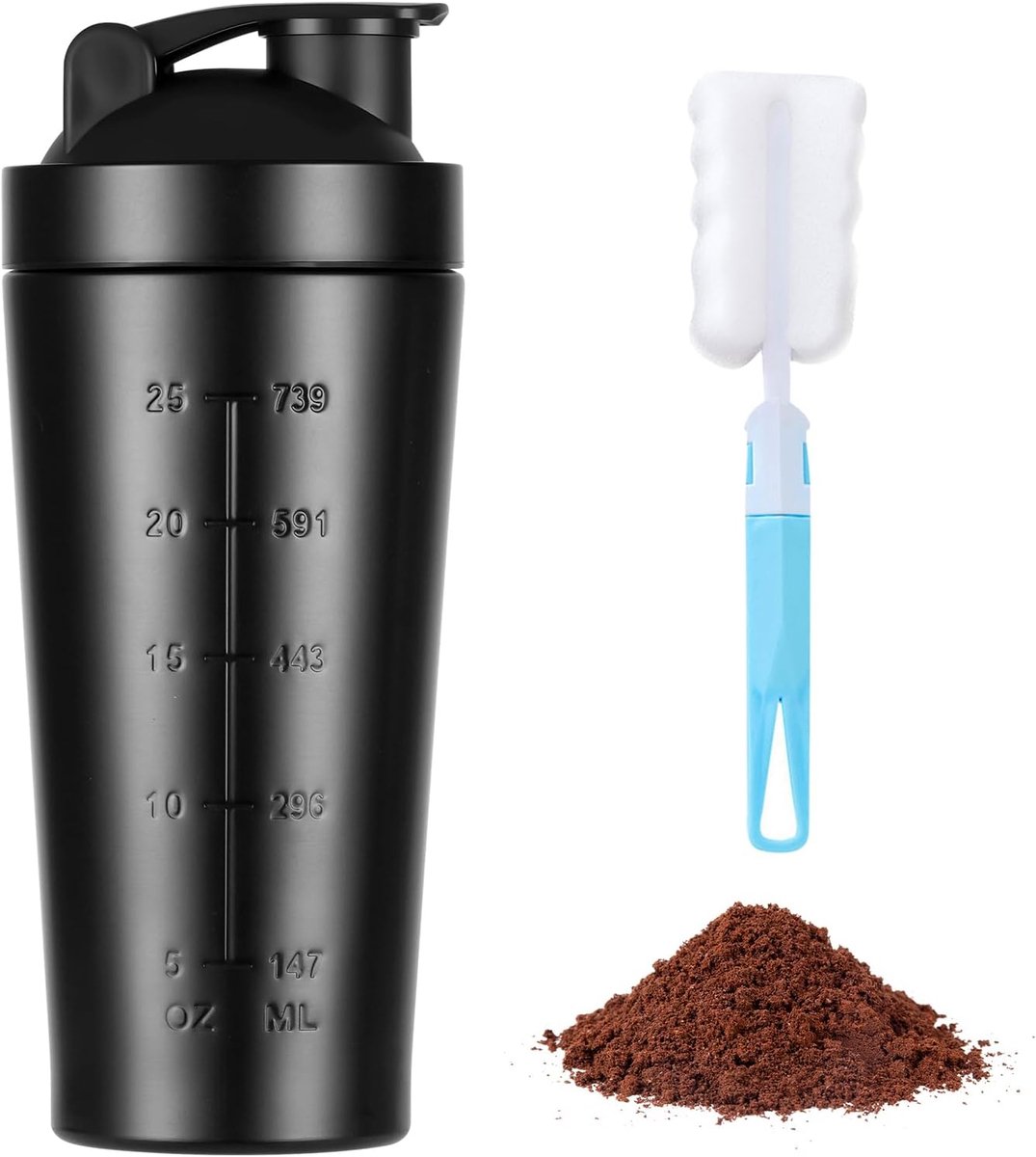 SnelShoppen - RVS Protein Shaker Fles 900 ml - BPA Vrij Met Mixpaneel - Ideaal Voor Eiwitshakes, Dieet, Fitness, Sport, Duurzaam, Makkelijk Schoon Te