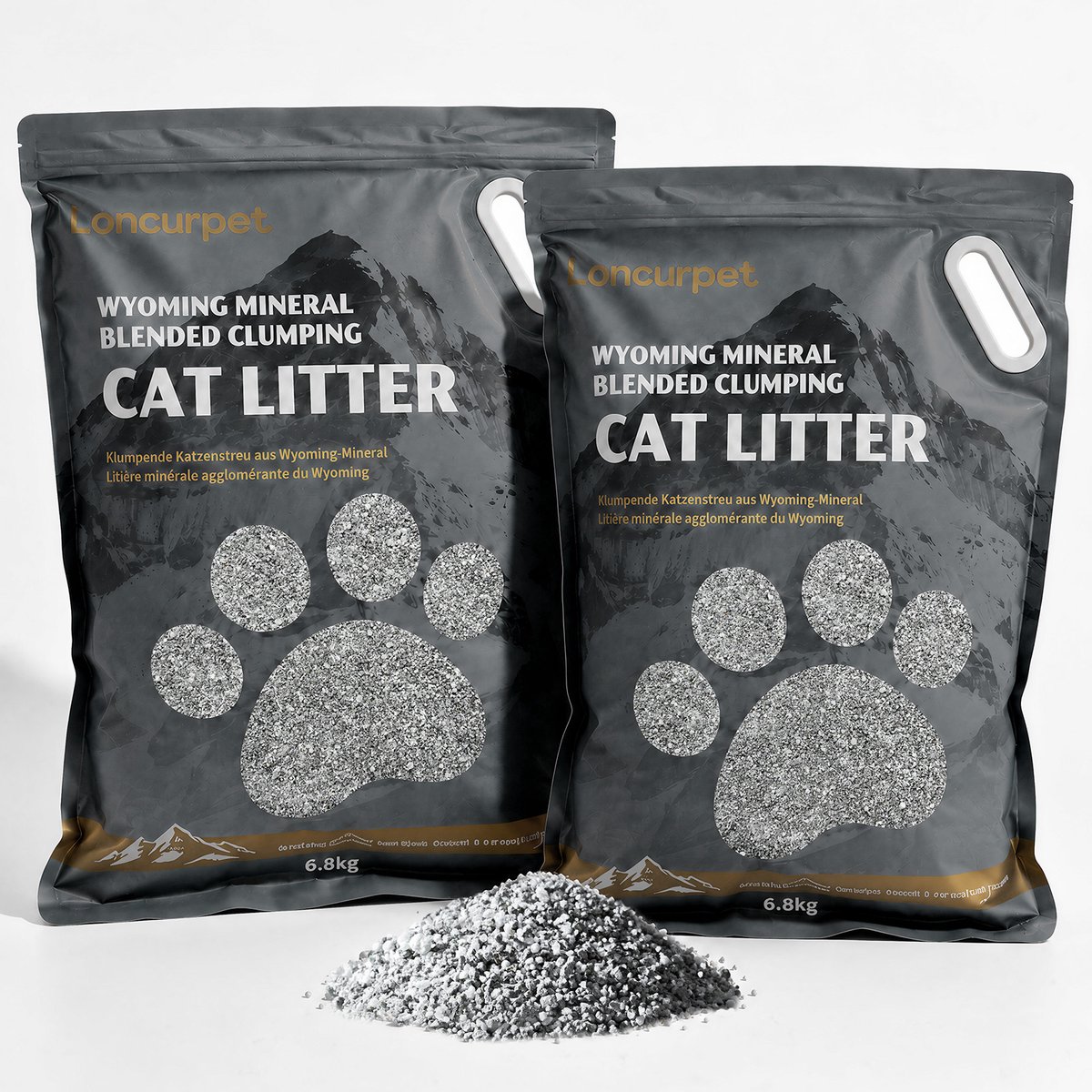 Loncurpet - kattenbakvulling - kattengrind - Wyoming Natrium Bentoniet Klei +Cassava - 2 x 6,8kg - Ultra klontvormend - 100% stofvrij - Plakt niet - Geurneutraal