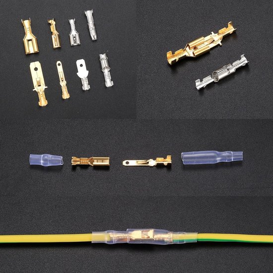 Draadconnectoren set 150PCS - niet-geïsoleerde vrouwelijke spade krimpconnectoren - 6.3mm, 4.8mm, 2.8mm - ShopVlot — afbeelding 4
